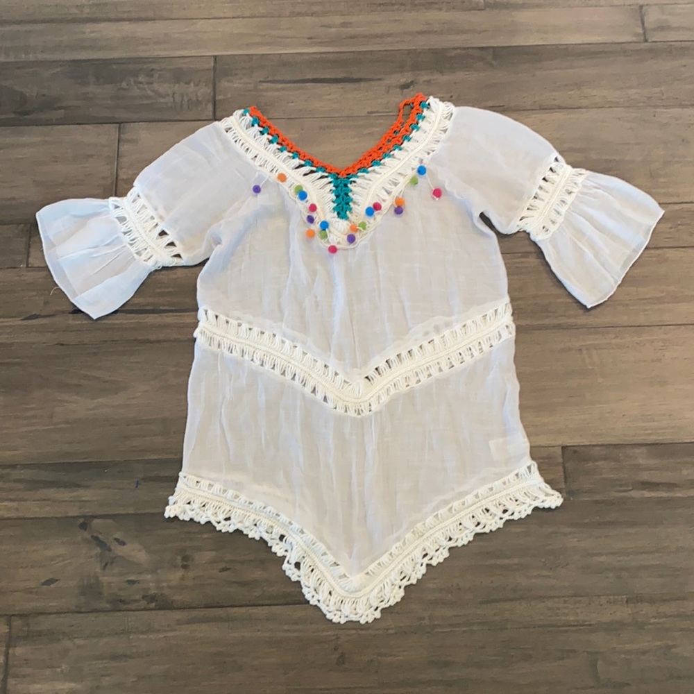 Beach By Exist Pom Pom Bell Sleeve Beach Coverup